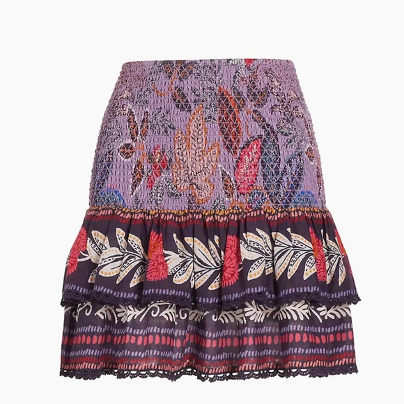 FARM RIO Wild Night Ruffled Mini Skirt in Lavender - Picture 1 of 12